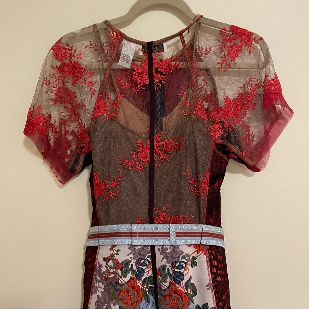 Byron Lars Winter Rose Dress Red Motif - Picture 10 of 16